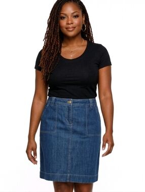 Jones New York Sport Blue Jean Stretch Denim Skirt Size 14